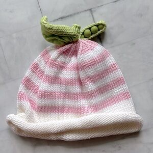 Margareta Horn Design Pink & White Striped Sweet Pea Knit Hat